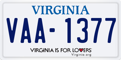 VA license plate VAA1377