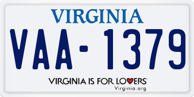 VA license plate VAA1379