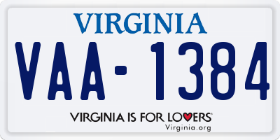 VA license plate VAA1384