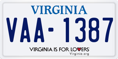 VA license plate VAA1387