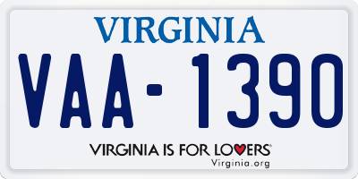 VA license plate VAA1390