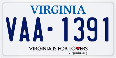 VA license plate VAA1391