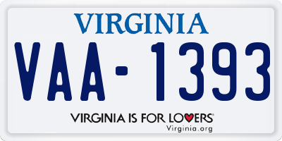 VA license plate VAA1393