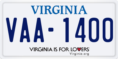 VA license plate VAA1400