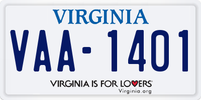 VA license plate VAA1401