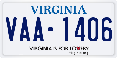 VA license plate VAA1406