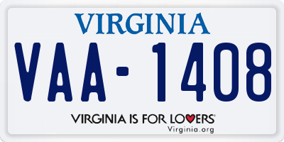 VA license plate VAA1408