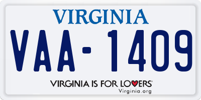 VA license plate VAA1409