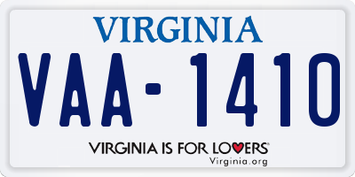 VA license plate VAA1410