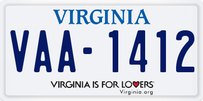 VA license plate VAA1412