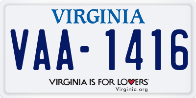 VA license plate VAA1416