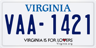 VA license plate VAA1421