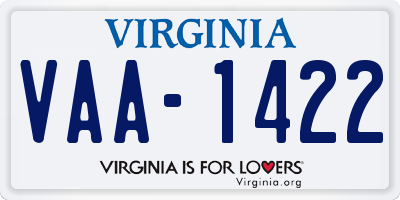 VA license plate VAA1422