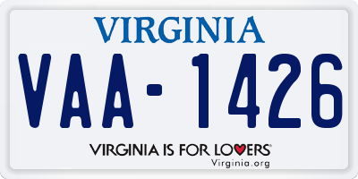 VA license plate VAA1426