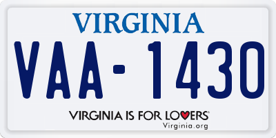 VA license plate VAA1430