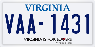 VA license plate VAA1431