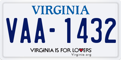 VA license plate VAA1432