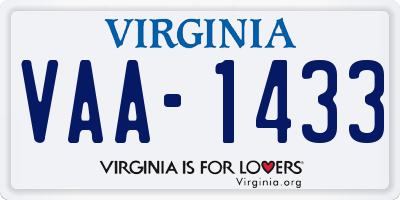 VA license plate VAA1433