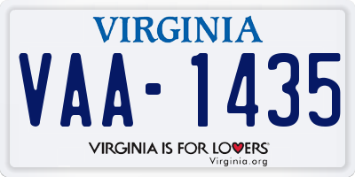 VA license plate VAA1435