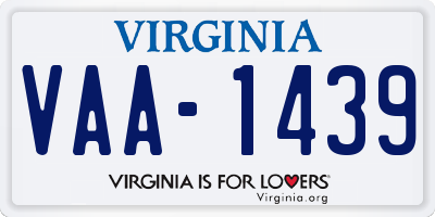 VA license plate VAA1439