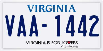 VA license plate VAA1442