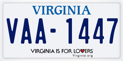 VA license plate VAA1447