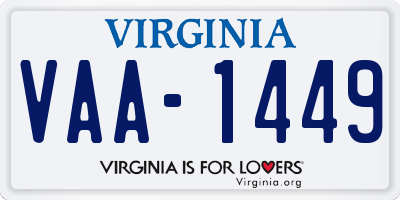 VA license plate VAA1449