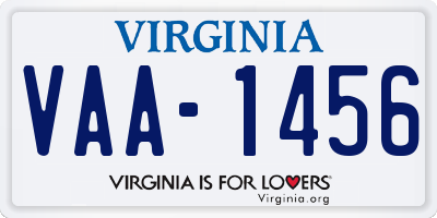 VA license plate VAA1456