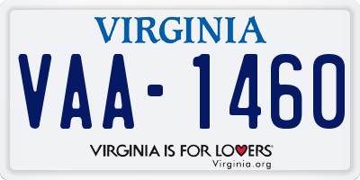 VA license plate VAA1460