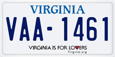 VA license plate VAA1461