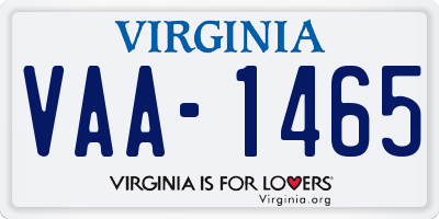 VA license plate VAA1465