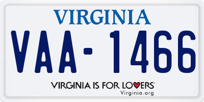 VA license plate VAA1466