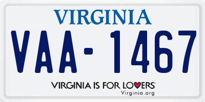 VA license plate VAA1467