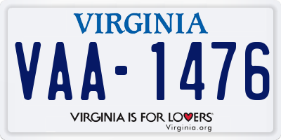 VA license plate VAA1476