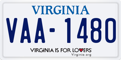 VA license plate VAA1480