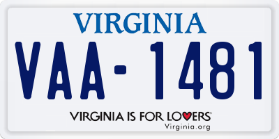 VA license plate VAA1481