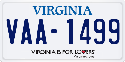 VA license plate VAA1499