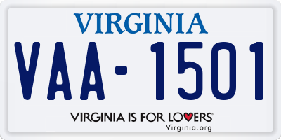 VA license plate VAA1501