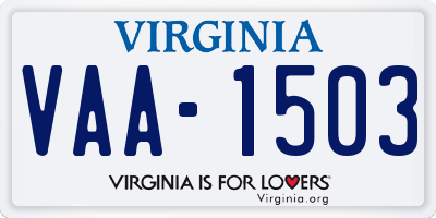 VA license plate VAA1503