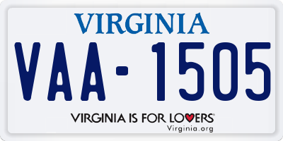 VA license plate VAA1505