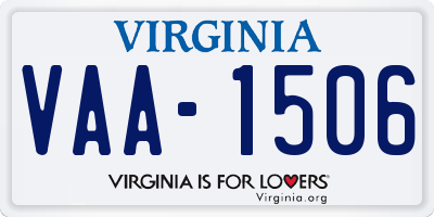 VA license plate VAA1506