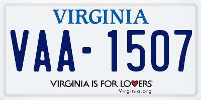 VA license plate VAA1507