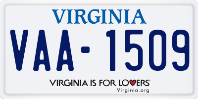VA license plate VAA1509