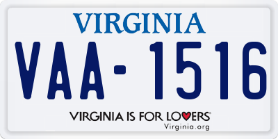 VA license plate VAA1516