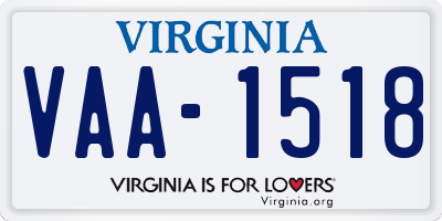 VA license plate VAA1518