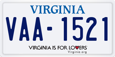 VA license plate VAA1521