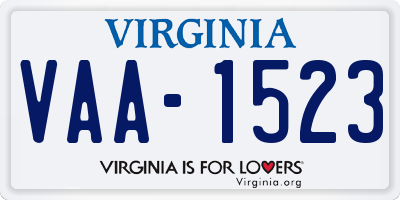 VA license plate VAA1523