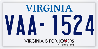 VA license plate VAA1524