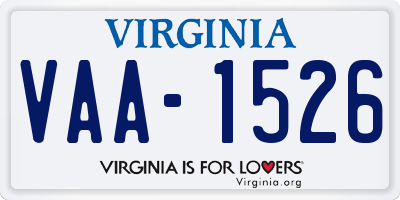 VA license plate VAA1526