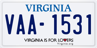 VA license plate VAA1531